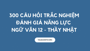 300 Câu Hỏi Trắc Nghiệm Đánh giá năng lực Ngữ Văn 12 Thầy Nhật
