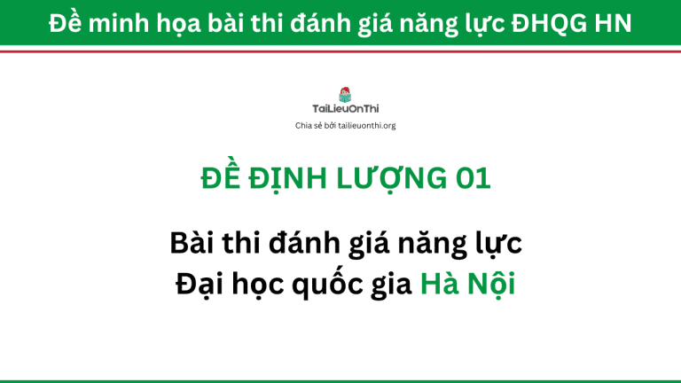 Đề định lượng đánh giá năng lực ĐHQG Hà Nội 01 (toán học)