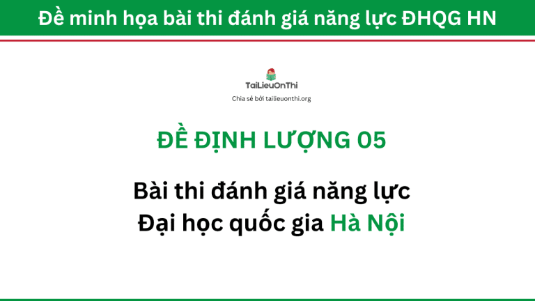 Đề định lượng đánh giá năng lực ĐHQG Hà Nội 05 (toán học)