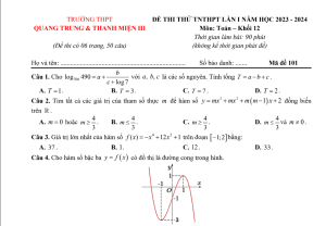 Đề thi thử THPTQG lần 1 THPT Thanh Miện Hải Dương và đáp án