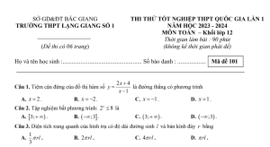 Đề thi thử tốt nghiệp THPT 2024 lần 1 trường THPT Lạng Giang
