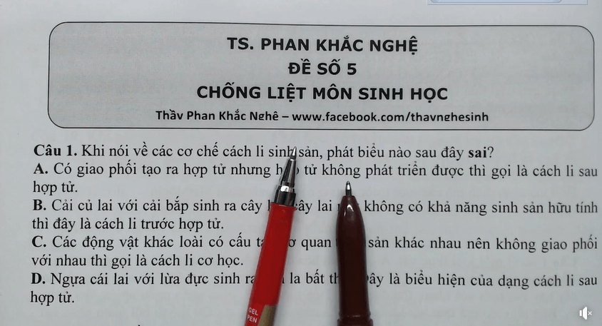 6 đề chống liệt Sinh học THPTQG - Thầy Phan Khắc Nghệ (video chữa)