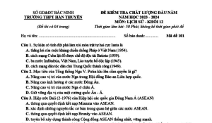 Đề KSCL đầu năm môn Lịch sử 2024 - Trường THPT Hàn Thuyên