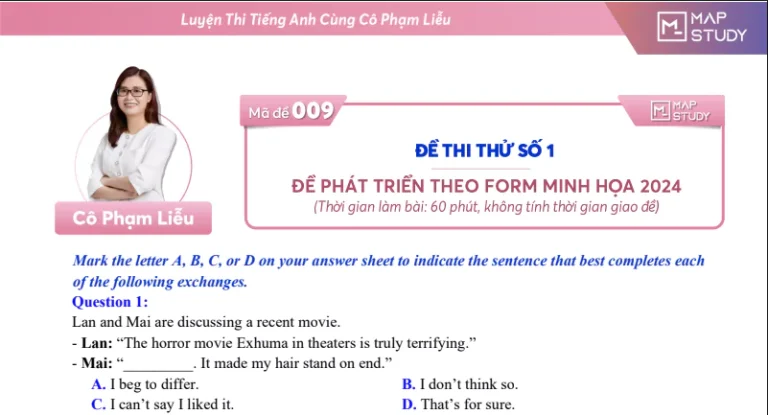 [2k6] Bộ 15 Đề Phát Triển Tiếng Anh Từ Cấu Trúc Đề Minh Họa – Cô Phạm Liễu