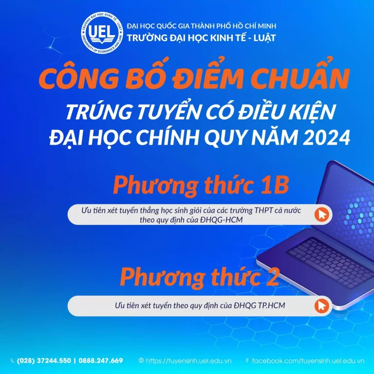 Điểm trúng tuyển Đại học Kinh tế – Luật (UEL) xét tuyển sớm 2024