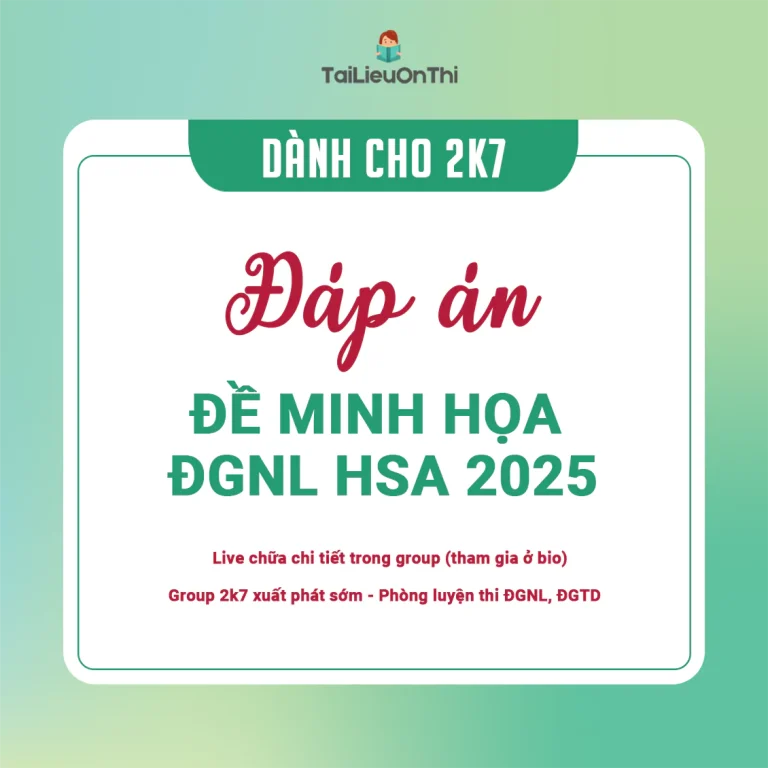 Đáp án Đề minh họa đánh giá năng lực – ĐHQGHN (HSA 2025)