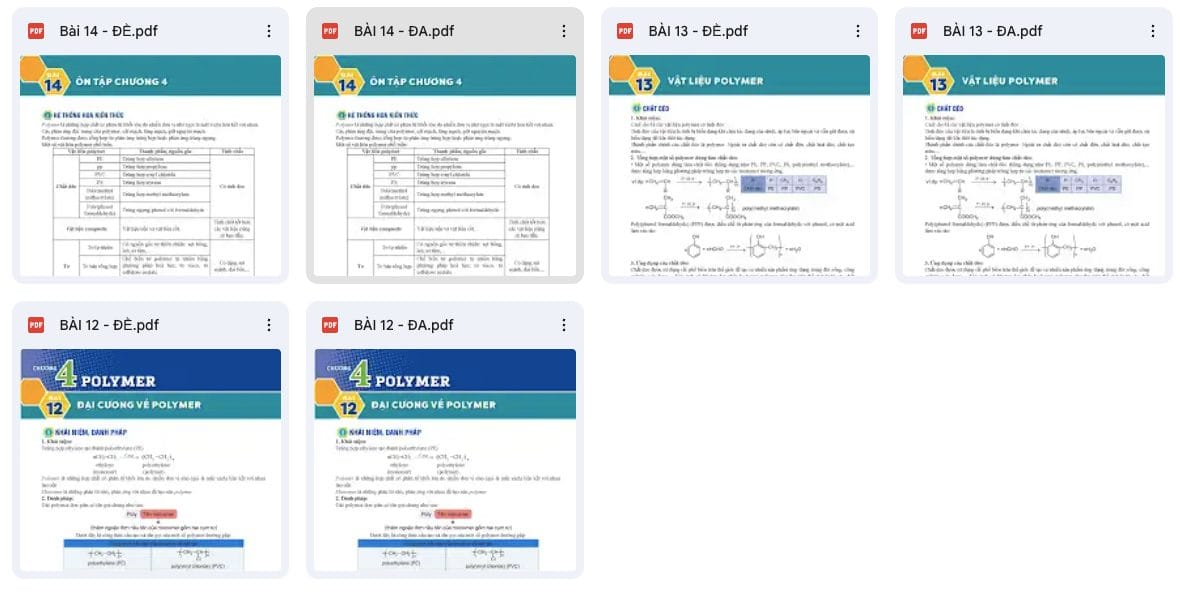 Tài liệu Hóa học 12 – Chương 4 Polymer 2026