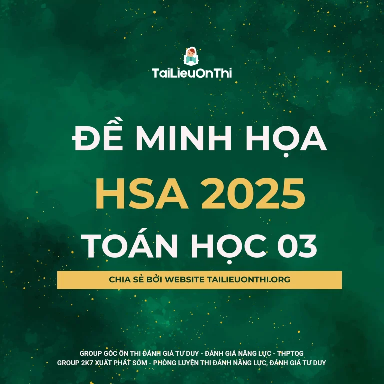 Đề thi thử đánh giá năng lực HSA 2025 (phần toán học) số 3