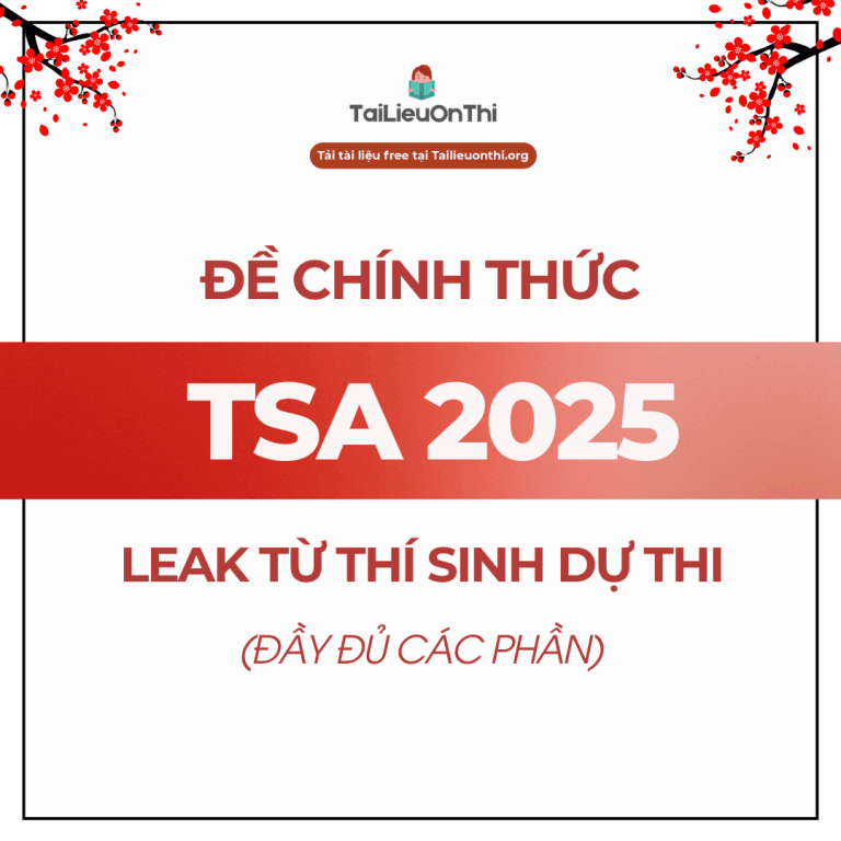 Đề thi đánh giá tư duy TSA đợt 1 2025 (leak)