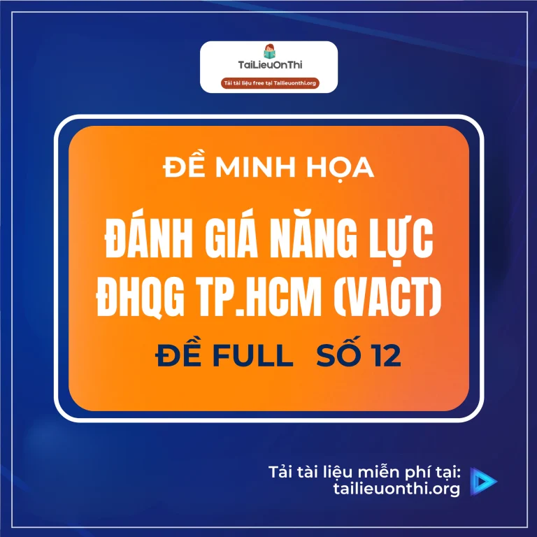 Đề thi đánh giá năng lực 2025 TPHCM số 12