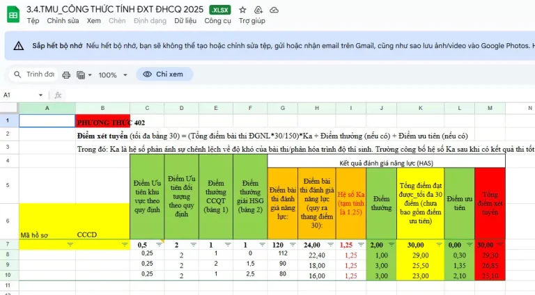Công thức tính điểm & hồ sơ xét tuyển ĐH Thương Mại 2025