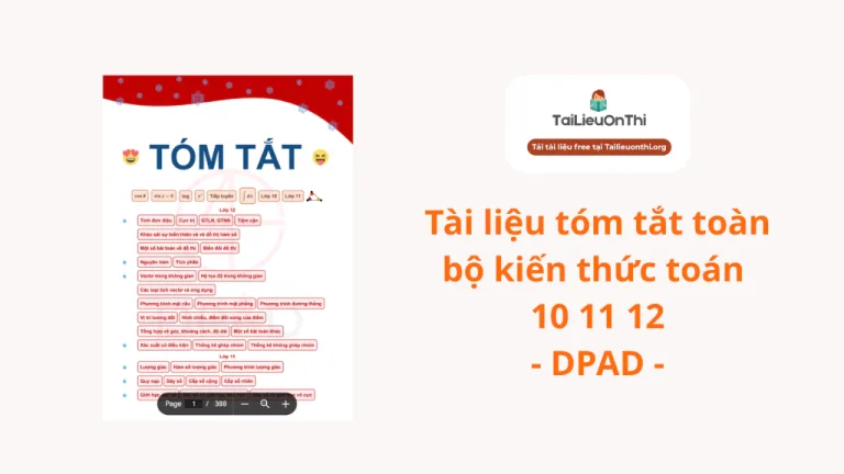 Tài liệu tóm tắt kiến thức toán 10 11 12