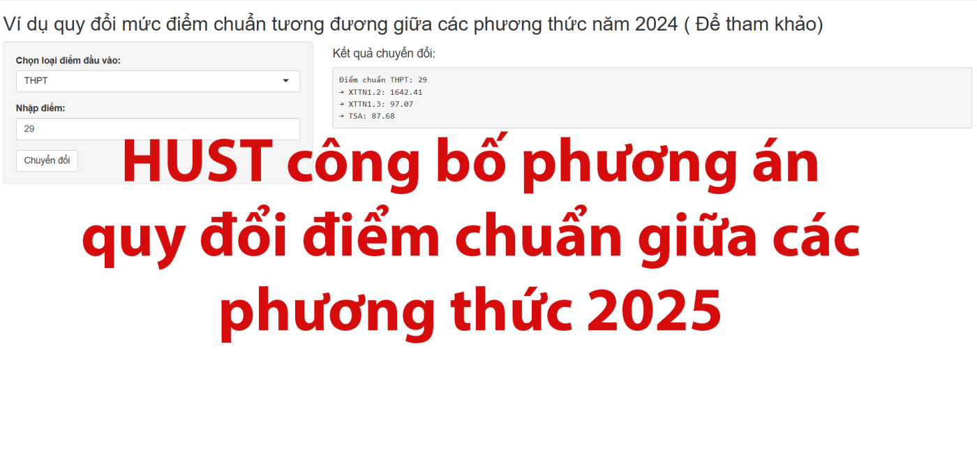 Đại học Bách khoa công bố phương án quy đổi điểm chuẩn giữa các phương thức 2025