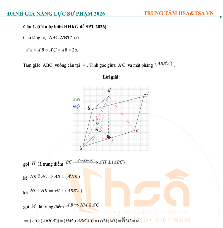 đề đánh giá năng lực ĐH Sư phạm HN 2026 môn toán