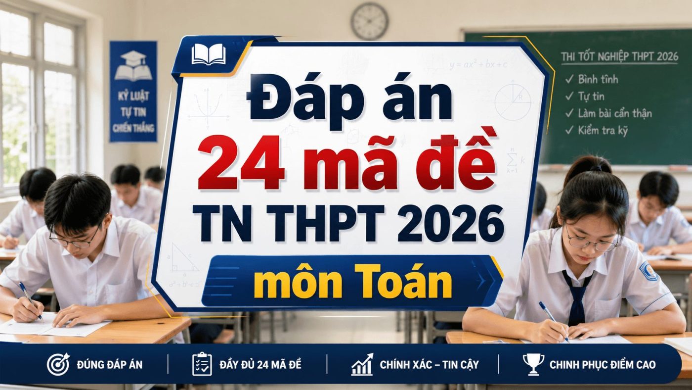 Đáp án Đề tốt nghiệp THPT môn Toán 2026