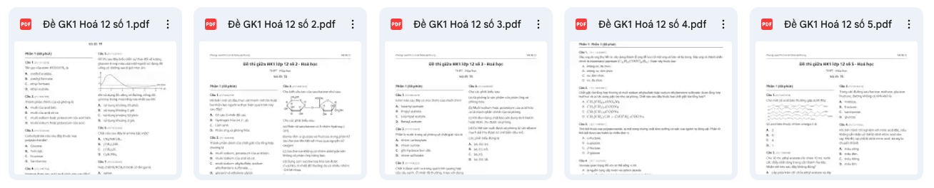 Bộ 5 Đề Thi Giữa HK1 Hoá học 12